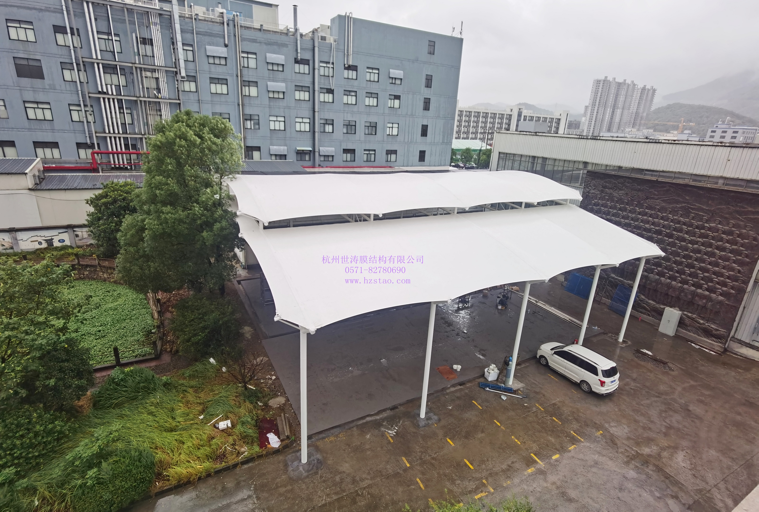 杭州科百特過濾器材有限公司雙層膜結構雨棚竣工